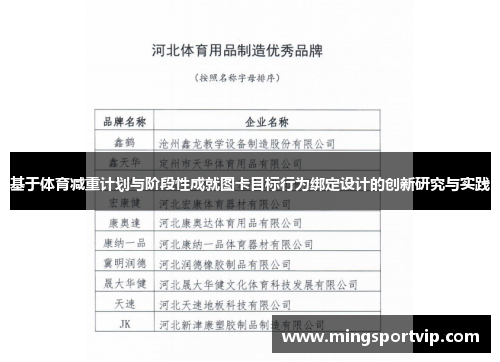 基于体育减重计划与阶段性成就图卡目标行为绑定设计的创新研究与实践